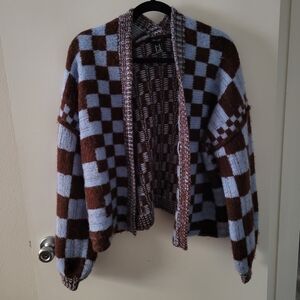 Forever 21 Blue and Brown Checkered Sweater